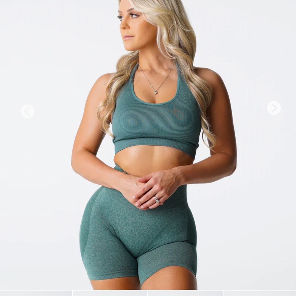 NVGTN Forest Green Limitless Ribbed Seamless Halter Bra